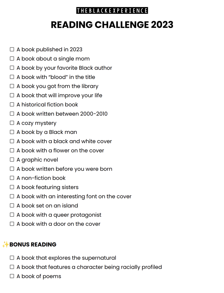 TBE Reading Challenge 2023 List